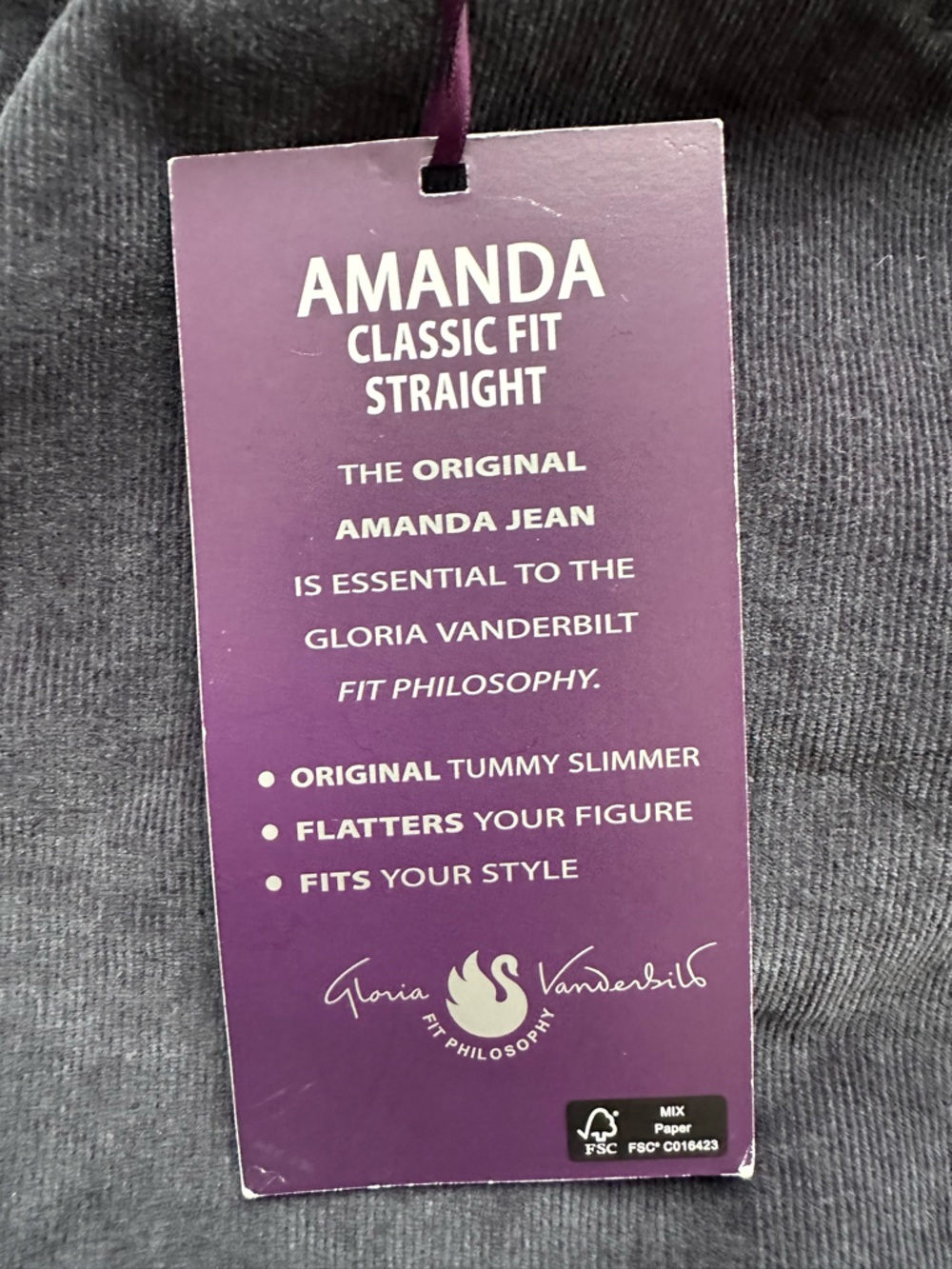 Gloria Vanderbilt Amanda Corduroy Pants Women's 16 Gray Classic Fit Straight NWT - Picture 8 of 14